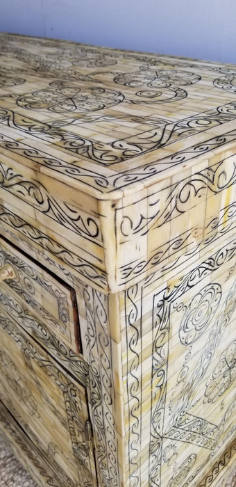 One of a kind Large Vintage inlay bone cabinet