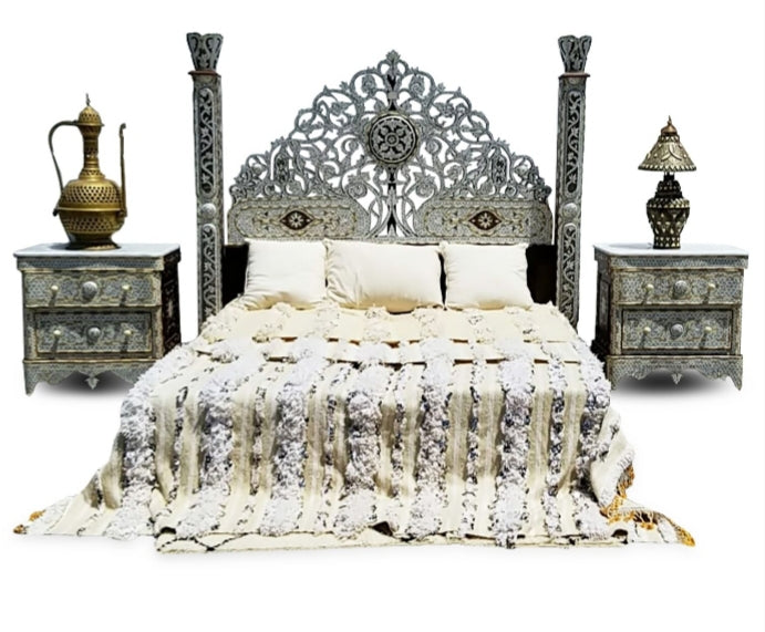 Damascus royal vintage mother of pearl headboard bed