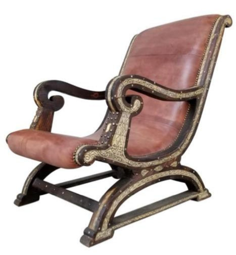 Vintage leather bone inlay chair