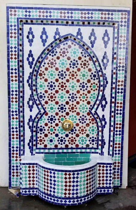 Zellige Beldi mosaic tile fountain