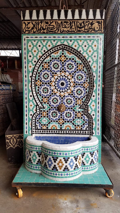 Calligraphy Zellige wall tile fountain