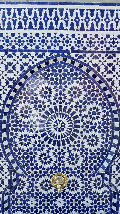 Fez zellige mosaic tile fountain