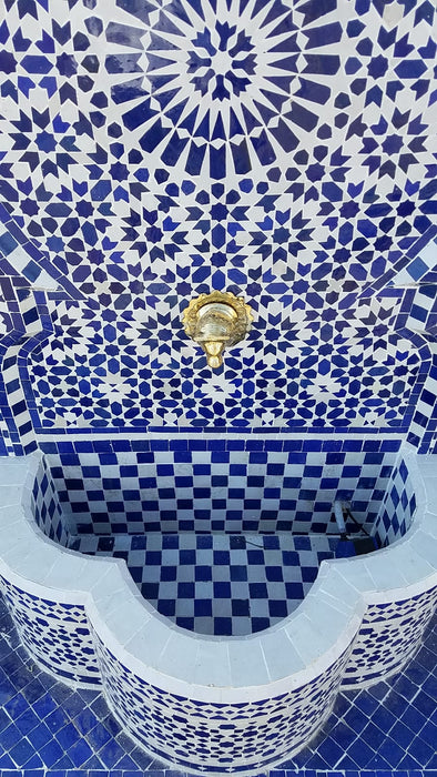 Fez zellige mosaic tile fountain