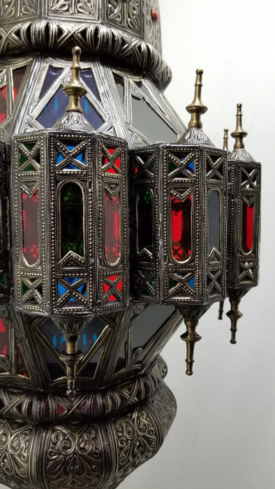 Vintage Moorish hanging metal lantern