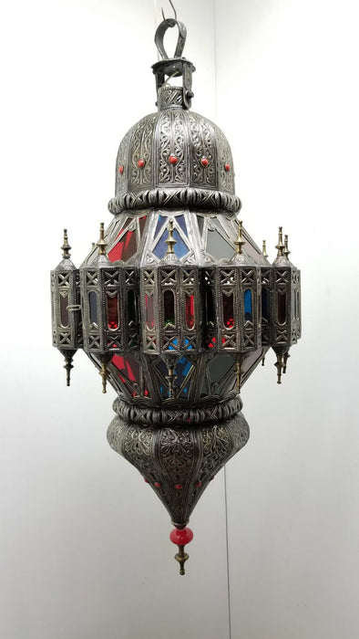 Vintage Moorish hanging metal lantern