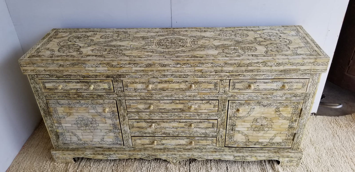 One of a kind Large Vintage inlay bone cabinet