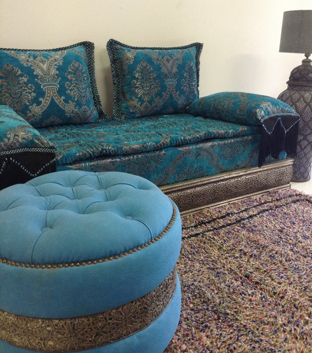 Blue silver couch