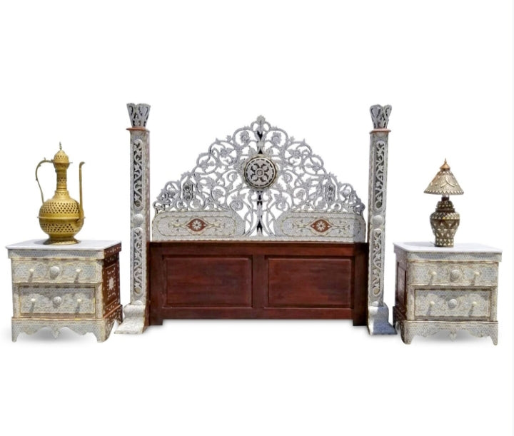 Damascus royal vintage mother of pearl headboard bed
