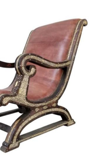 Vintage leather bone inlay chair