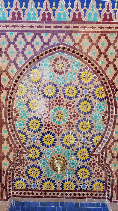 Alhambra mosaic tile fountain