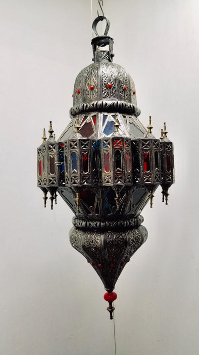Vintage Moorish hanging metal lantern