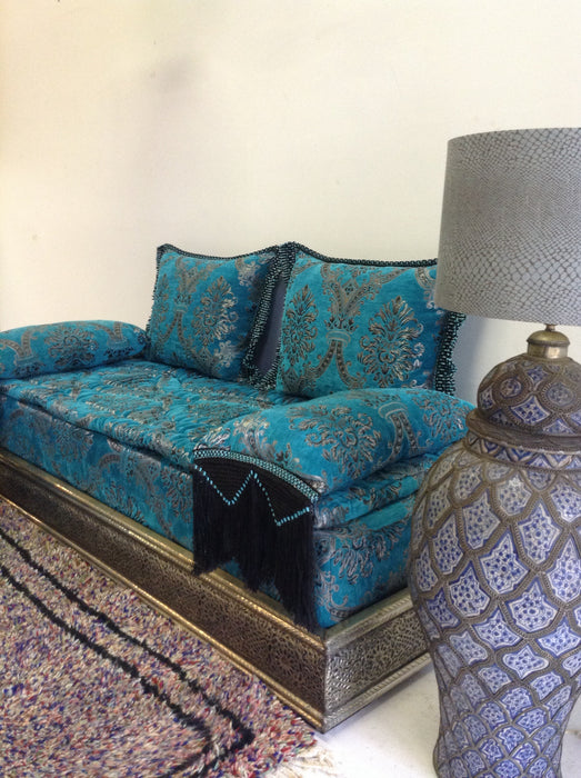 Blue silver couch